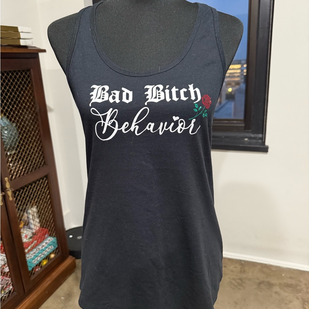 Next Level Apparel Black Graphic Tank Top